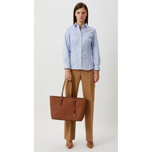 MICHAEL KORS Saffiano  Leather Brown Jet Set Travel Tote